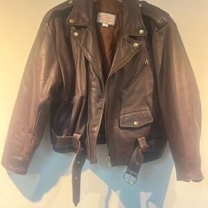 HK Helston’s Dark Brown Leather Double Rider Motorcycle Jacket